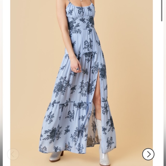 ganni blue maxi dress WW37441] Ganni